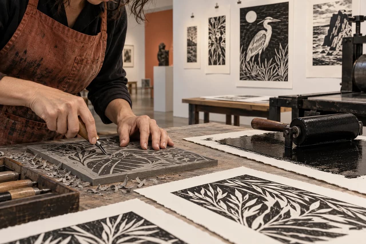 Linografie: Małgorzata Gilarska na wystawie absolwentów UR